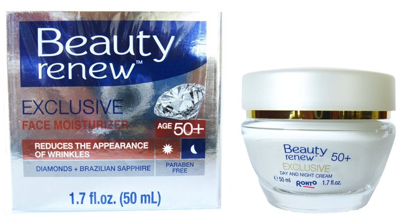 Beauty Renew 50+ Exclusive Day & Night Face Moisturizer Cream Diamonds and Brazilian Saphire