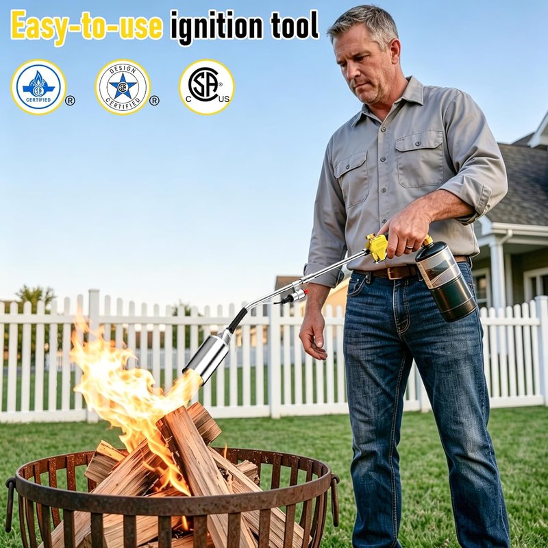 Propane Torch Weed Burner Kit - High Heat Output Flamethrower with 10FT Hose & Storage Bag | Ideal for Weeding, Roofing & BBQ