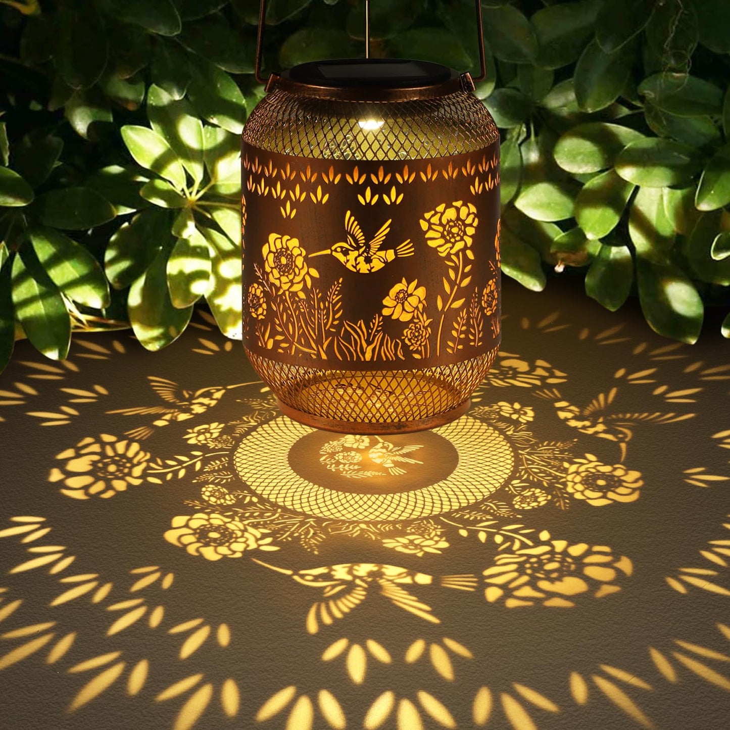 Solar Lanterns Outdoor Waterproof Christmas Birthdays Gifts for Women Mom Grandma Butterfly Garden Decor Metal Hanging Solar LED Lights for Patio(Hummingbird)
