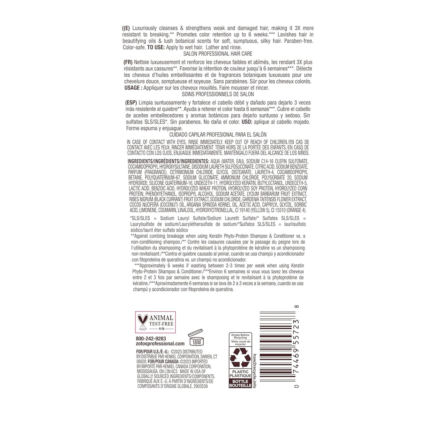 Bain de Terre Keratin Phyto-Protein Color Protect Strengthening Shampoo, Color-Safe Strengthening for Weak & Damaged Hair, Sulfate-Free, Paraben-Free
