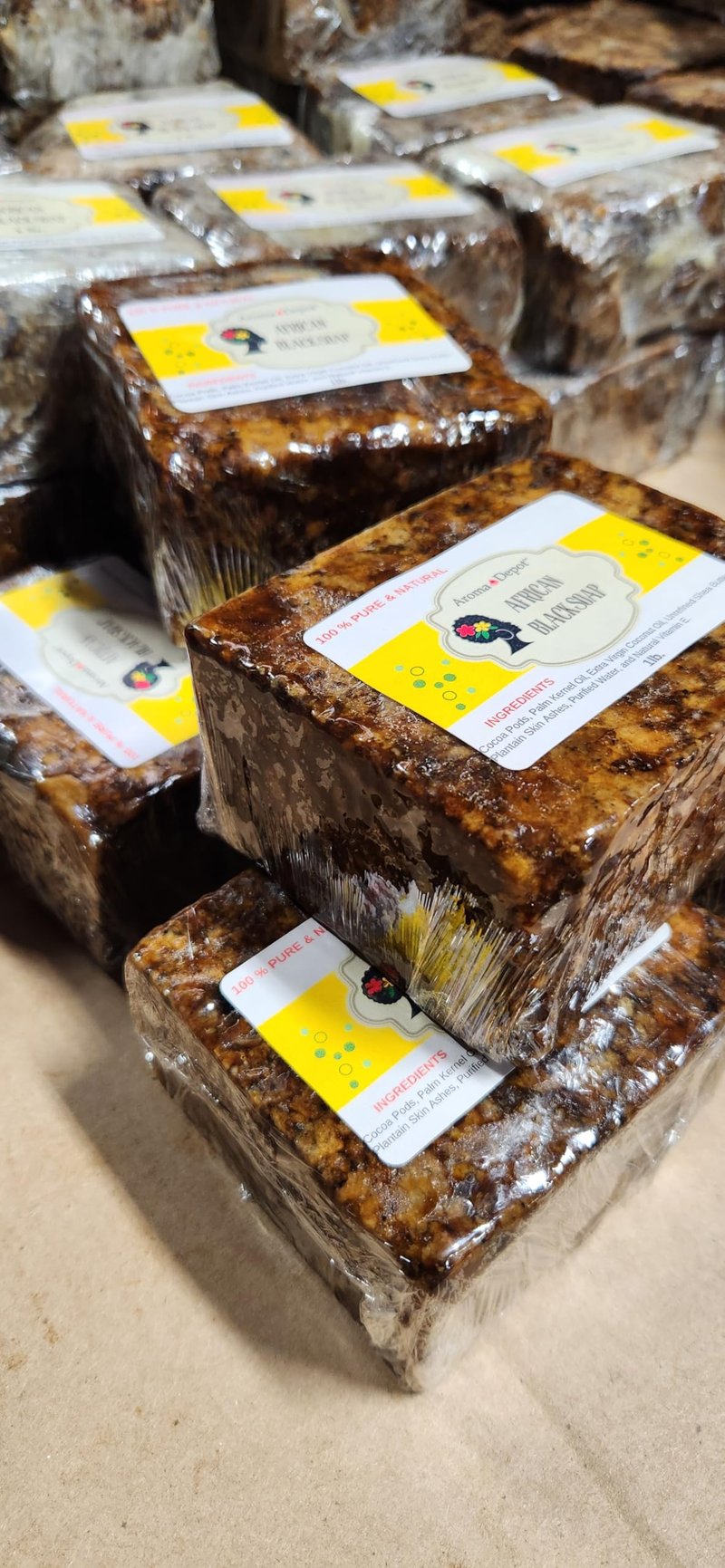 Aroma Depot Raw African Black Soap Bars From Ghana (3 lbs.)