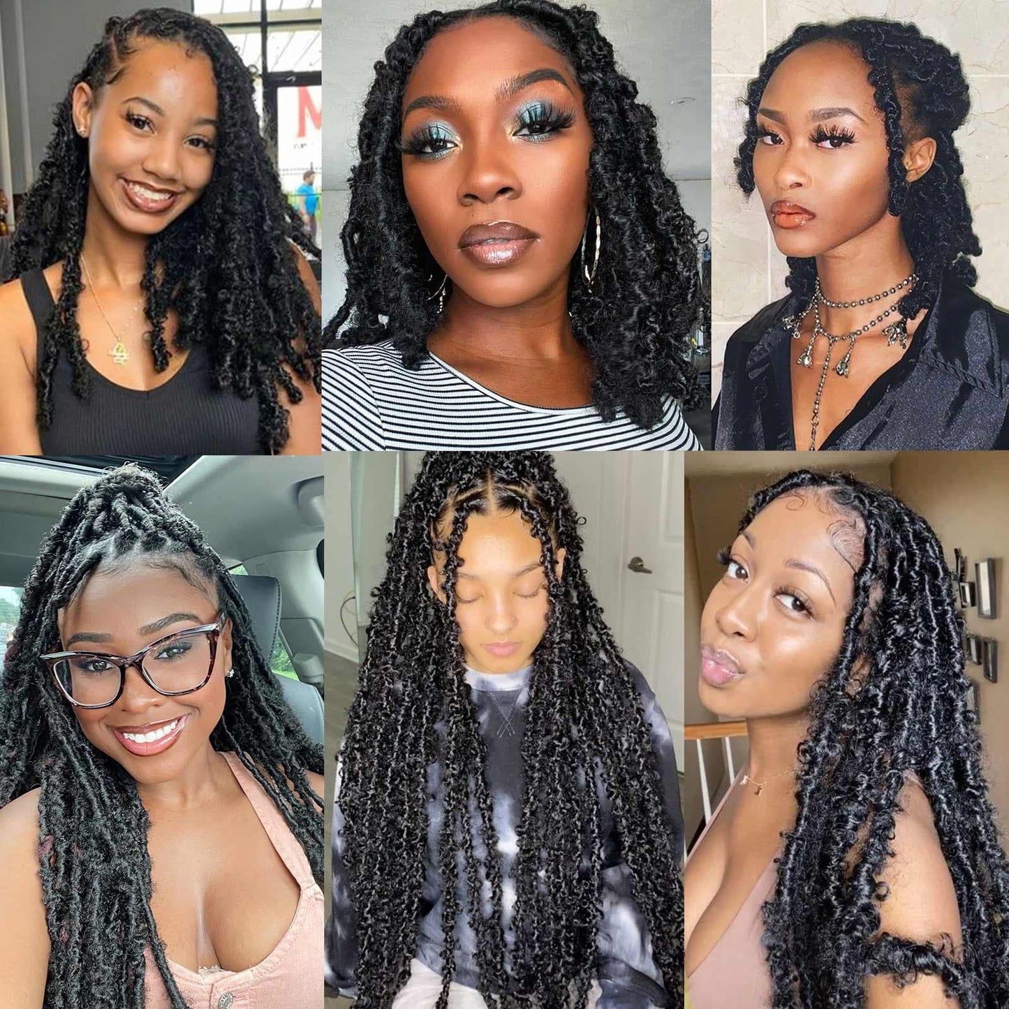 ZRQ 8 Packs Black Springy Afro Twist Hair 30 Inch Pre-Separated Spring Twist Marley Crochet Braiding Hair For Distressed Soft Locs Synthetic Hair Extension For Black Women 8 Strands/Pack (1B#)