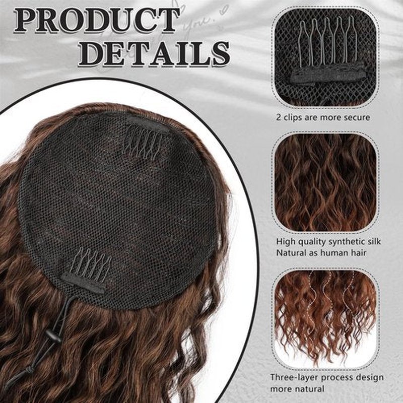 FREEMEIGE Ponytail Extension for Black Women Drawstring Ponytail Long Curly Wavy Ponytail 20Inch Synthetic Clip in Ponytail Hair Extensions