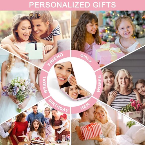 STINI Birthday Gifts for Women Girl - Personalized for Mom Sister Aunt Niece Her Daughter Friend, Compact Blue Lighted 1X/3X Magnification Makeup Mirror Initial A