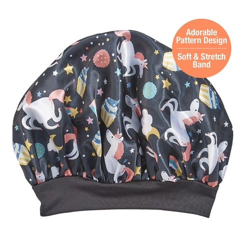 Red by Kiss Baby Satin Bonnet Sleep Caps Hair Wraps Hair Bonnet (Black Unicorn)