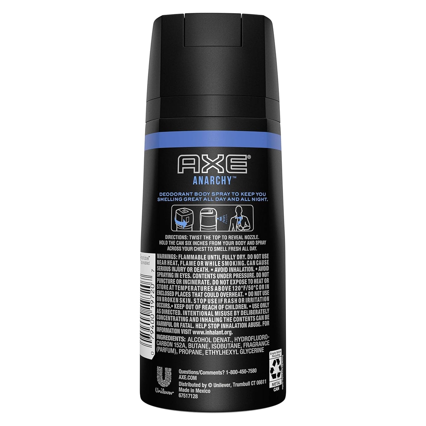 AXE Bodyspray Anarchy for Him 4 oz (Pack of 4)