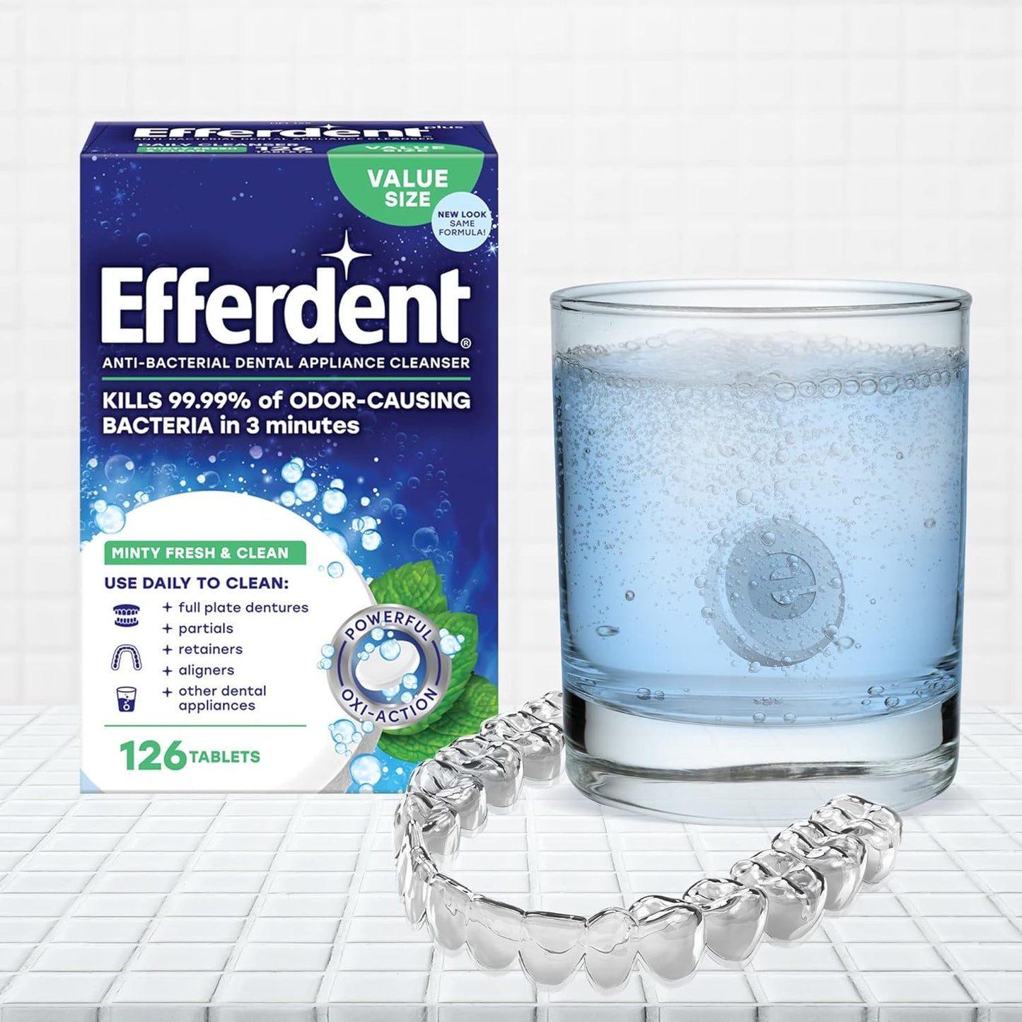 DenTek Comfort-Fit Night Guard for Teeth Grinding + 90 Efferdent Cleanser Tablets