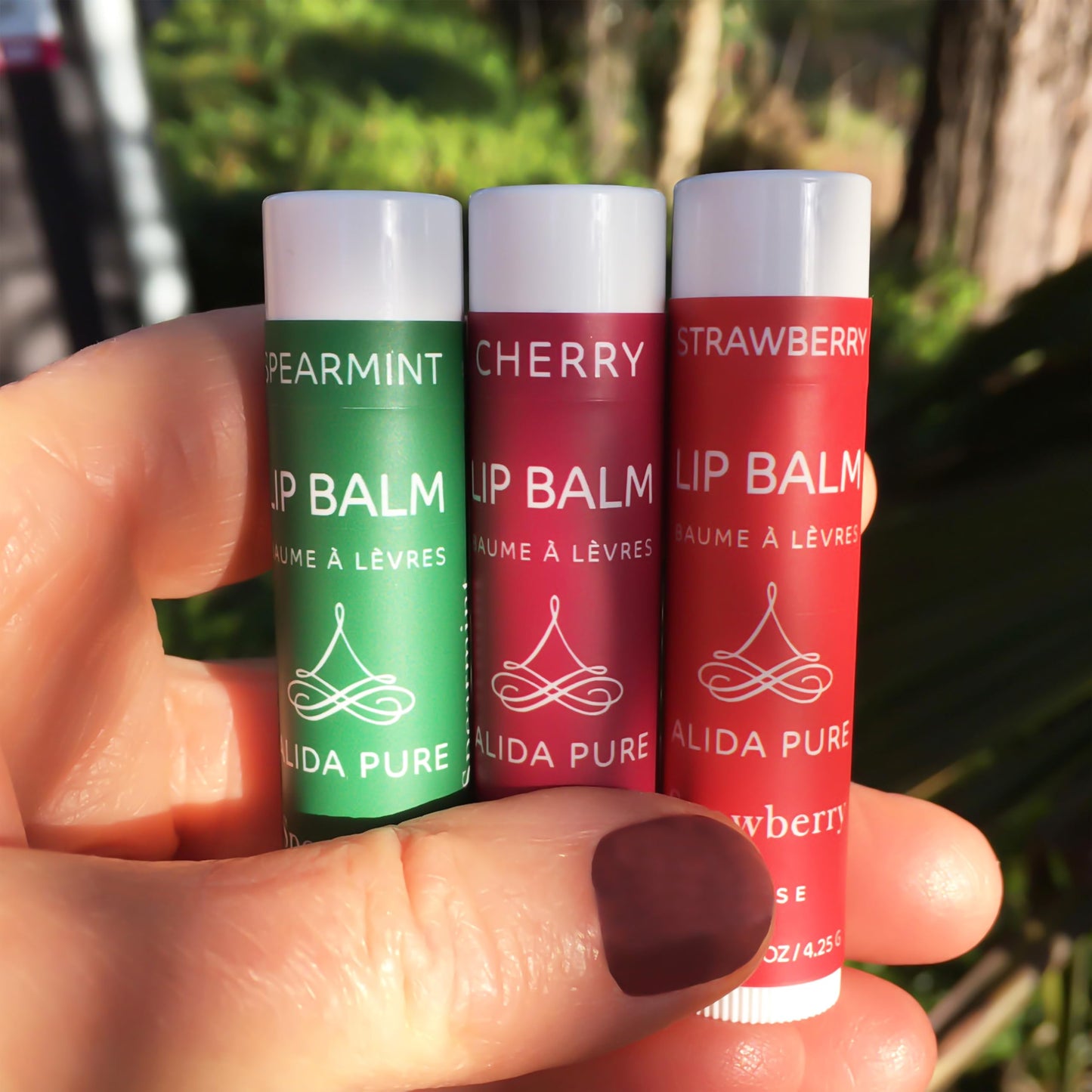 ALIDA PURE Berry Mint Lip Balm Collection, Vegan Lip Balm Set, Bees Wax Free, Coconut Oil Free, Avocado Oil, Organic Jojoba Oil, Vitamin E, Natural Moisturizer For Dry Cracked Lips, 3 Tube Set