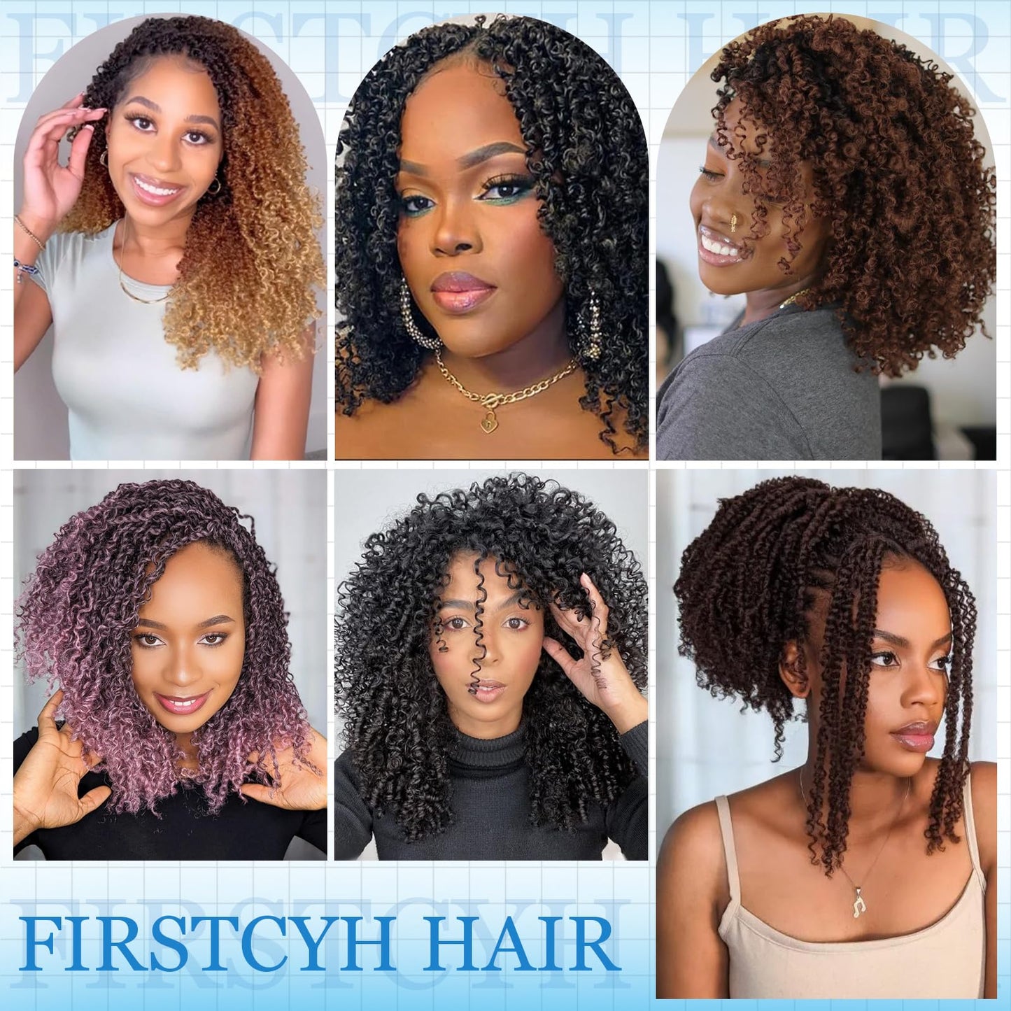 Passion Twsit Hair 12 Inch - 1B Yankee Twist Crochet Hair 10Packs Passion Twist Braiding Hair Prelooped Mini Spring Twist Crochet Hair for Black Women(12 Inch,1B)