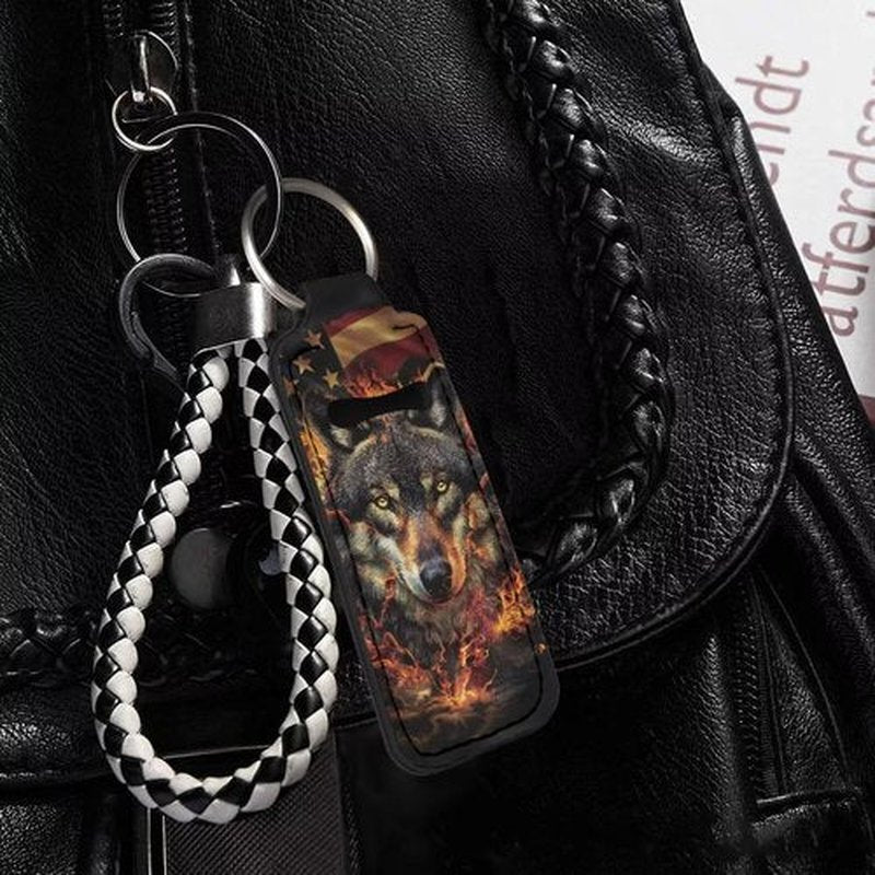 SEANATIVE Wolf Lipstick Holder Lipstick Holder Keychain Sleeve Lipstick Pouch Lip Balm Holder Sleeve Portable Key Chains to hold Travel Daily Accessories