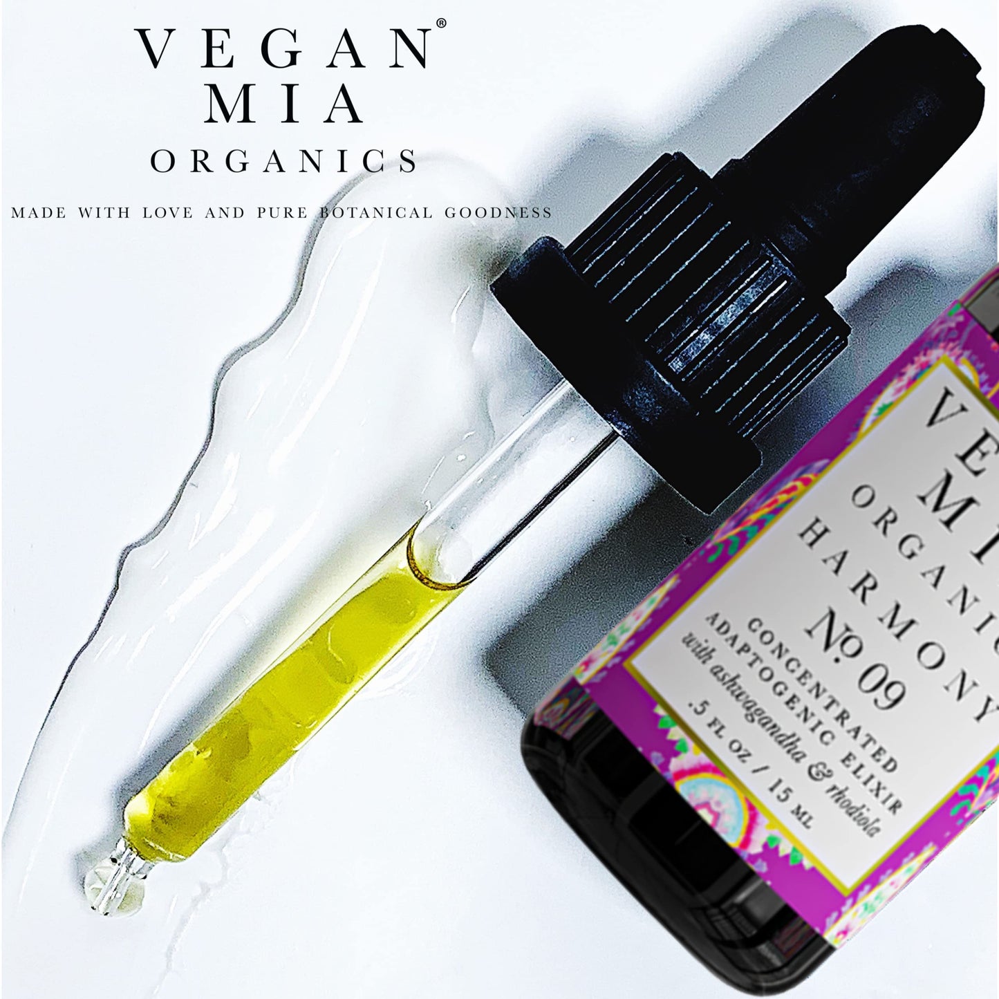Vegan Mia - USDA Organic Harmony Adaptogen Elixir Face Oil - Face Moisturizer For Dry Skin, Blemishes, Redness & Fragrance Sensitivities - with Licorice, Ashwagandha, Rhodiola Root & More - 0.5 fl oz