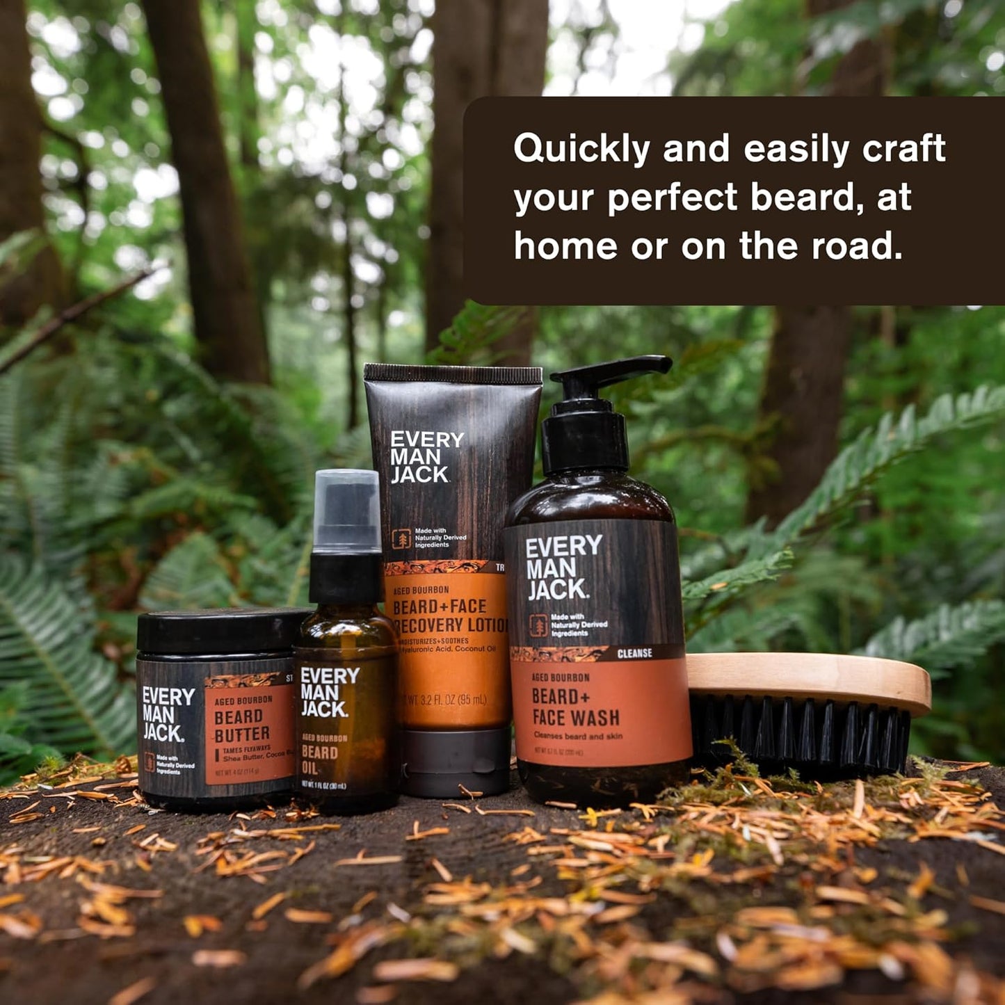Every Man Jack Beard Grooming Tool Set - Dual Tooth Comb, Medium Stiffness Brush, Stainless Steel Sheers with Mini Comb - Complete Your Routine, Travel Friendly