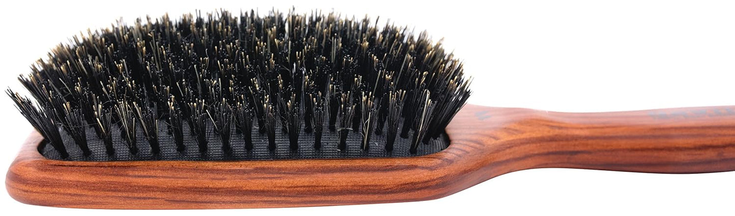 Spornette Deville Boar Bristle Paddle Brush - Wooden Handle for Smoothing & Detangling All Hair Types
