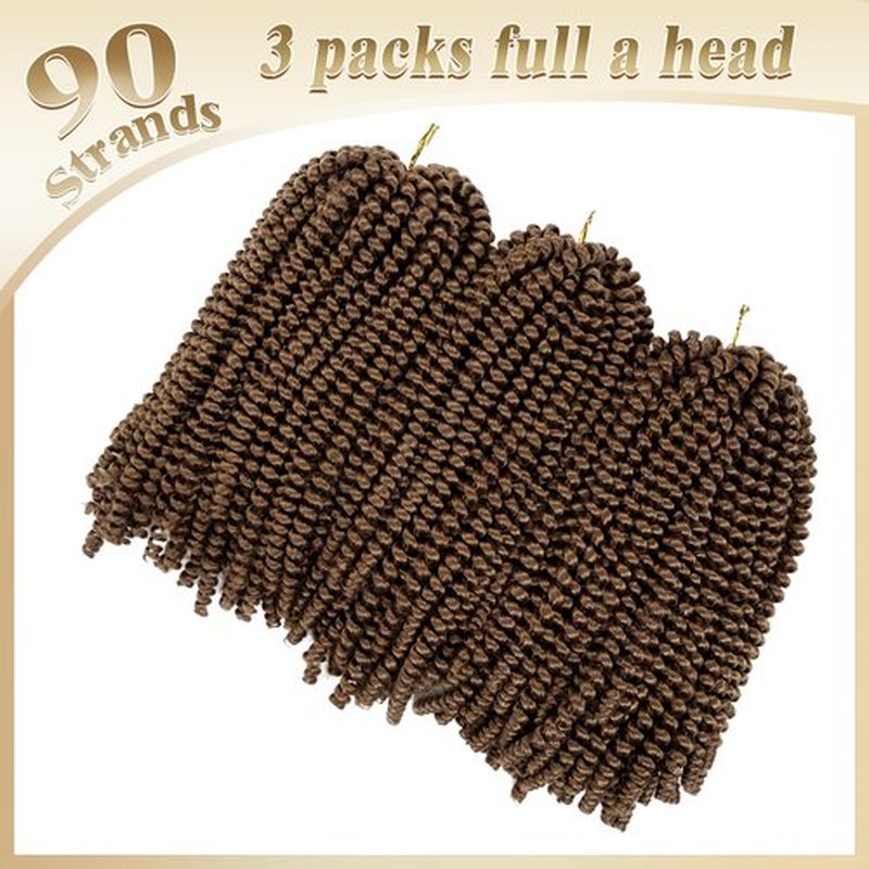 Beyond Beauty Spring Twist Crochet Hair 90strands 8 Inch Fluffy Spring Twists Braiding,Spring Twist Crochet Braids Bomb Twist Crochet Hair for Black Women(#30)