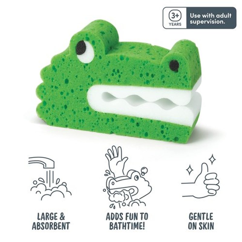 Genuine Fred Bath Biters, Children's Bath Sponge, Crocodile