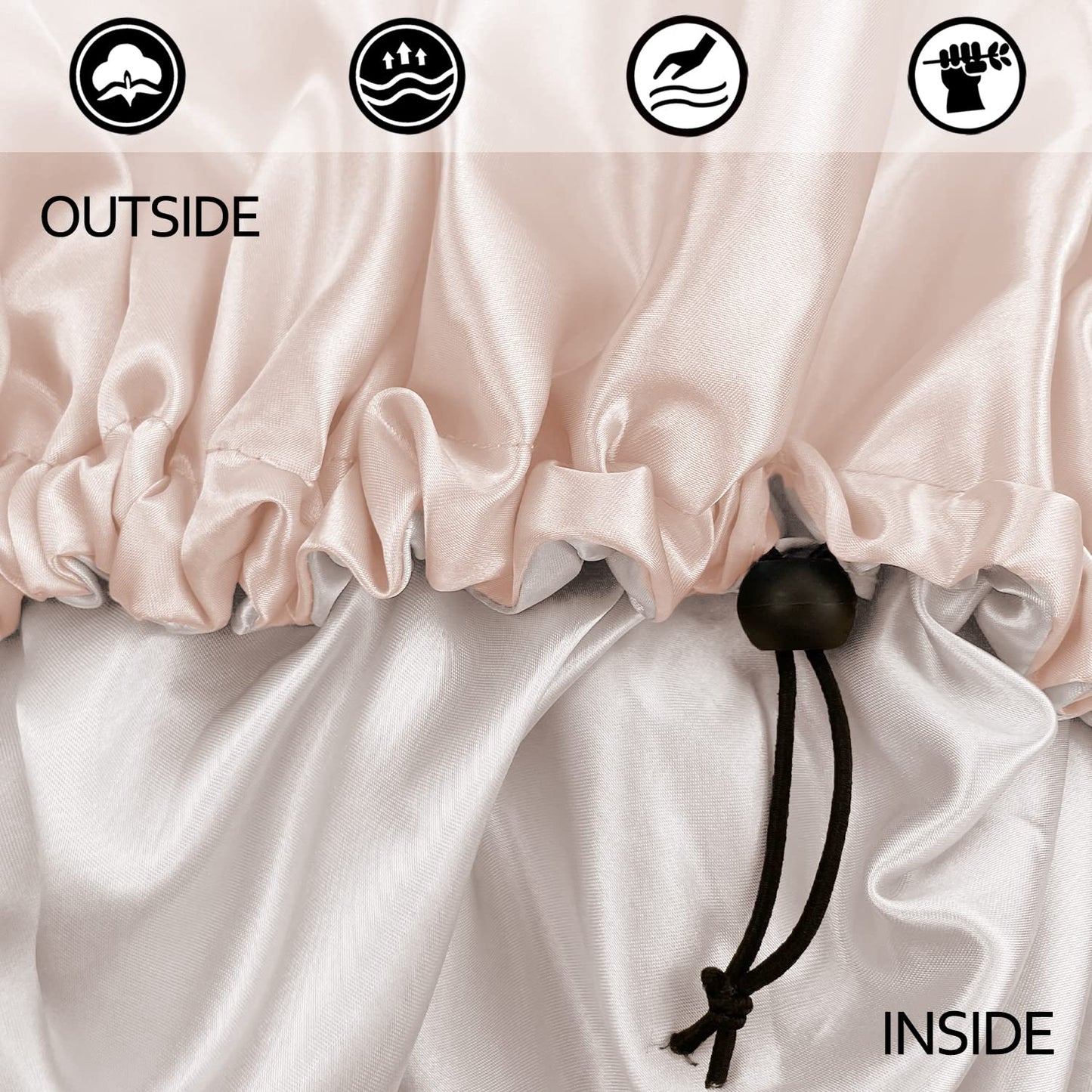 Satin Bonnet Silk Bonnet for Curly Hair Bonnet Braid Bonnet for Sleeping Bonnets for Women Large Double-Layer Adjustable Champagne