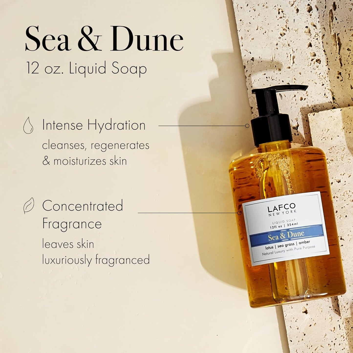 LAFCO New York Liquid Soap, Marine - 12 oz - Regenerates, Protects & Moisturizes - All Skin Types - Hypoallergenic, Synthetic Free & Cruelty Free - Made in Italy