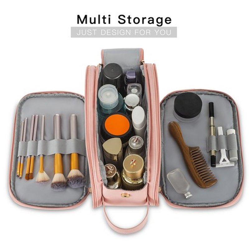 Elviros Toiletry Bag for Men, Large Travel Shaving Dopp Kit Water-resistant Bathroom Toiletries Organizer PU Leather Cosmetic Bags