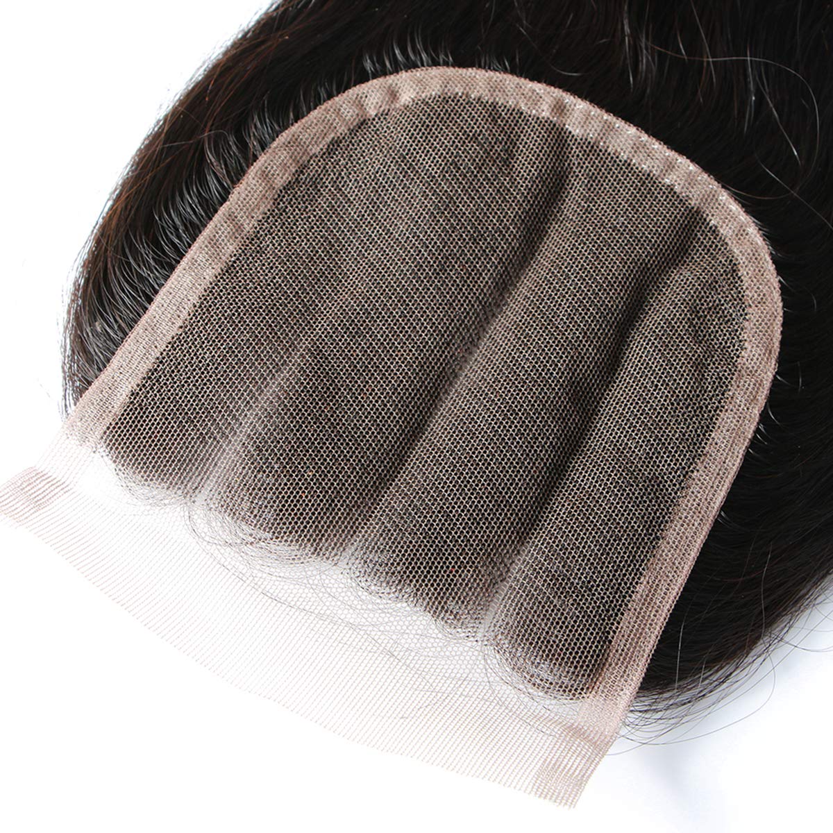 SINGLE BEST SingleBest 4x4 Lace Closure Human Hair Straight Wave 3 Part Closure with Baby Hair 8A Brazilian Virgin Remy Hair 130% Density Natural Color 10inch