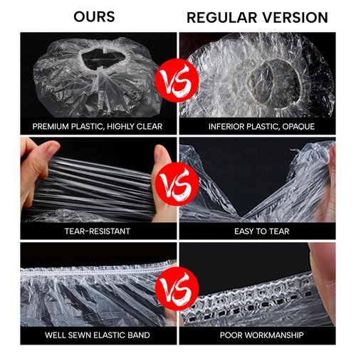50PS Disposable Shower Caps, Plastic Clear Shower Caps, lengthening and thickening Hair Caps for Hair dyeing assistance, Hotel and Hair Salon, Home Use, Portable Travel (Size 20.5"/52cm)