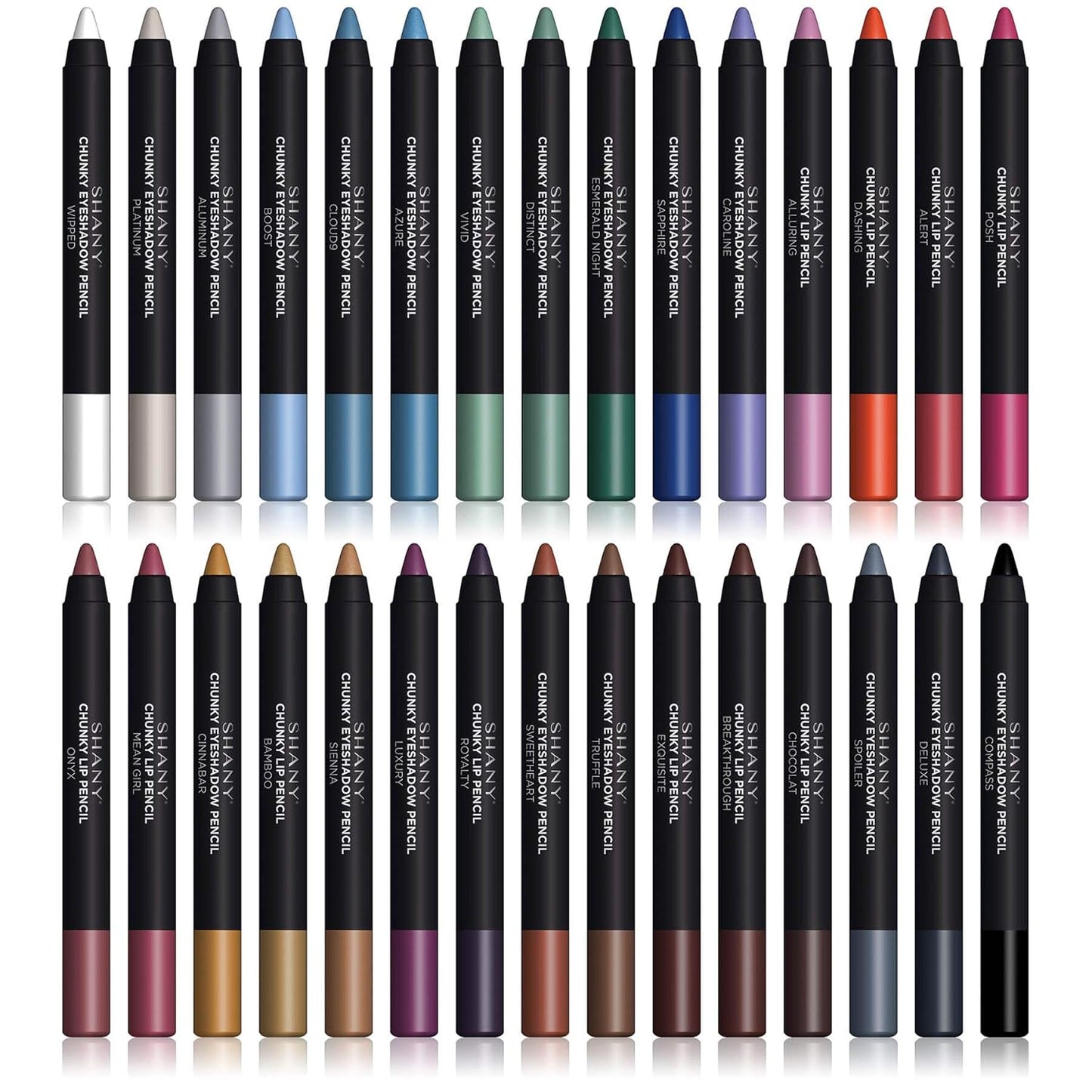 SHANY Eyeshadow Pencils Lip Liner, Eyeliner, Eye Pencils - Multi Use for EyeShadow, Lip Makeup, Lipstick with Vitamin E and Aloe Vera - Old Packaging
