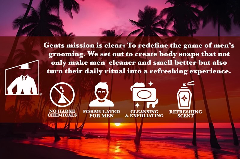 G.B.S Gents Variety Men's Body Soaps - Moisturizing Bar Soap for Men, Smell Fresh and Clean, Washing Hands & Body, All Skin Types for Bath and Shower (Royal Beehive & Malibu Sunset)