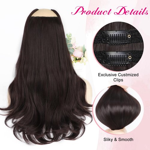 SUZYACCKR Clip in Hair Extensions For Women,Drak Brown Long Stright Layered Hair Extensions 18 inch 5PCS Hair Extension Thick Set Natural Soft Hair