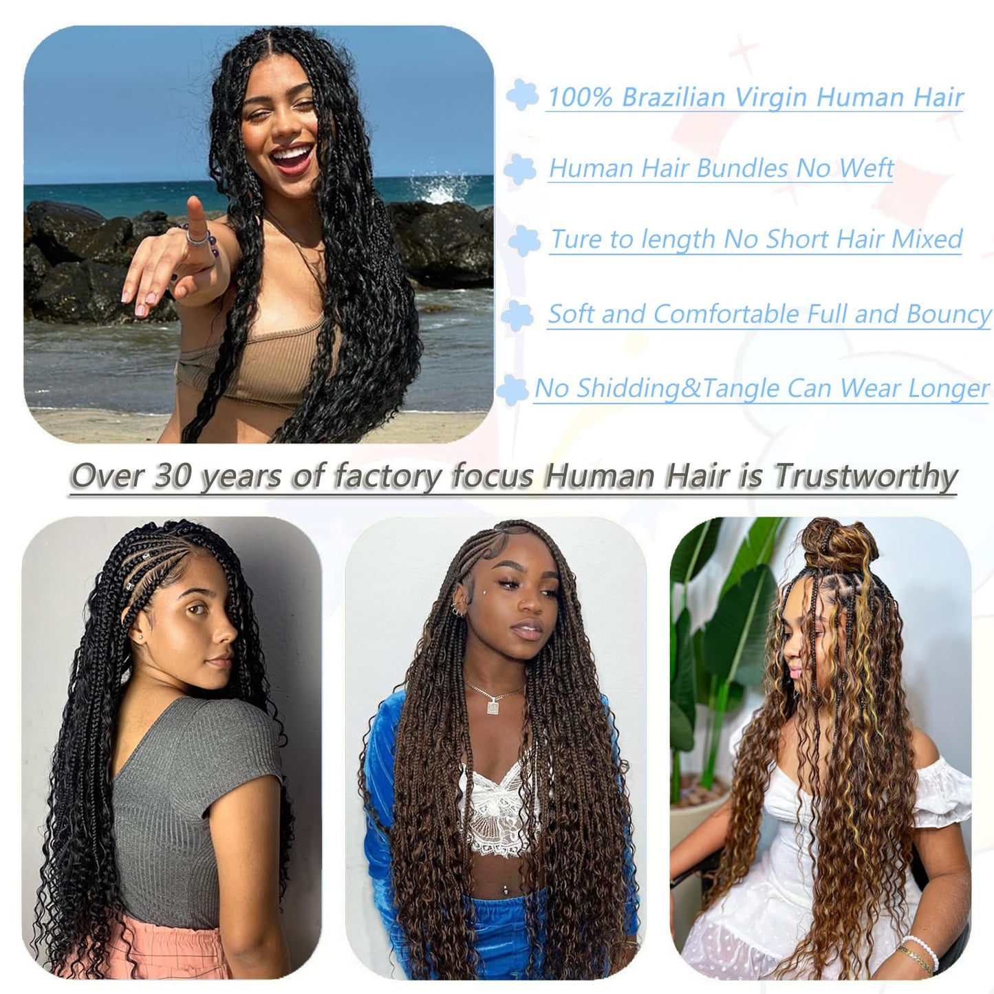 Human Braiding Hair 100g 20 Inch Deep Wave Bulk Human Hair Natural Black Wet and Wavy Human Hair Bundles for Braiding No Weft 12A Brazilian Virgin Human Hair
