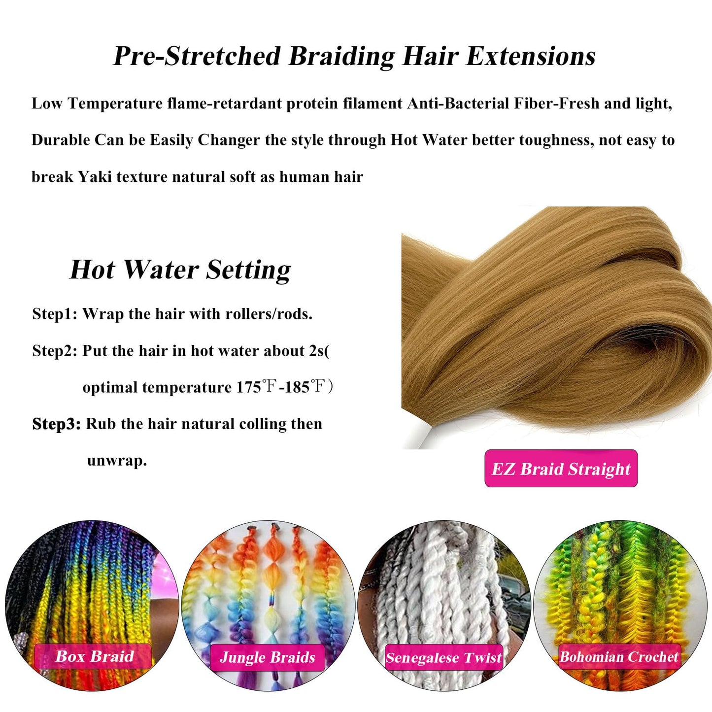 27 Honey Blonde Braiding Hair Pre Stretched Prestretched Braiding Hair Kanekalo 26 inch Synthetic Hair for Braiding Box Braids Crochet Knotless Micro Jumbo Pre Stretched Braiding Hair 26 inch