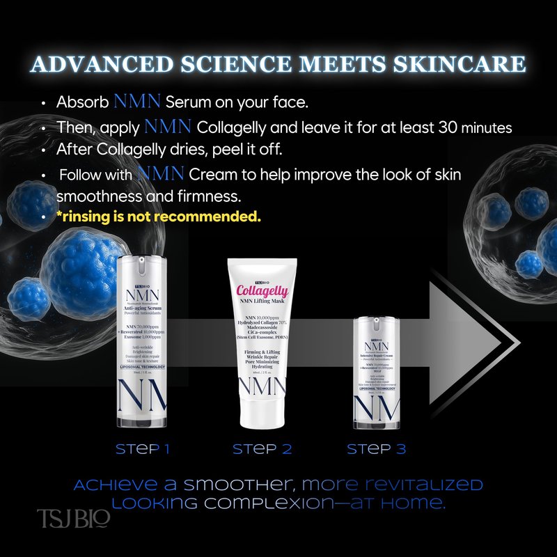 TSJ Bio NMN Intensive Renewal Cream - Luxurious Night Treatment with NMN 70,000PPM, Resveratrol & 9 Growth
