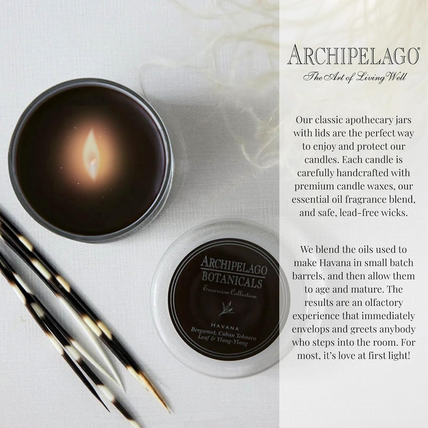 Archipelago Botanicals Kashmir Glass Jar Candle, Kashmir Vanilla, Orange Blossom and Sandalwood Scent, Lead-Free Candle Wicks, Burns Approx. 60 Hours (8.6 oz)
