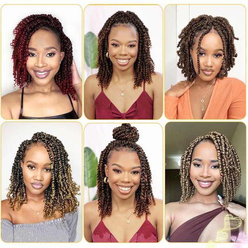 Passion Twist Hair 10 Inch 8 Packs, Pre Twisted Passion Twist Crochet Hair For Black Women, Pre Looped Passion Twist Curly Crochet Hair, Short Crochet Passion Twist Hair (10 Inch (Pack of 8), T30#)