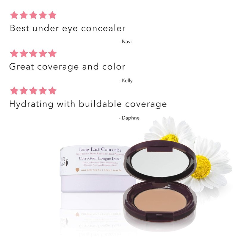 100% PURE Fruit Pigmented Long Last Compact Concealer, Golden Peach, Full Coverage Concealer, Diminish Dark Circles (Medium to Tan with Yellow Undertones) - 0.105 oz