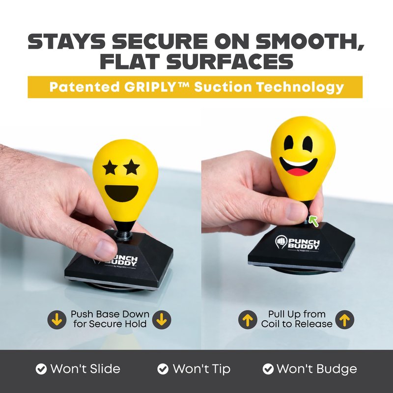 Punch Buddy Desktop Punching Bag – Desk Fidget Toy for Stress Relief & Focus – Mini Suction Cup Punch Ball with Patented Griply™ Technology – Office Stress Reliever for Adults, Teens & Coworkers
