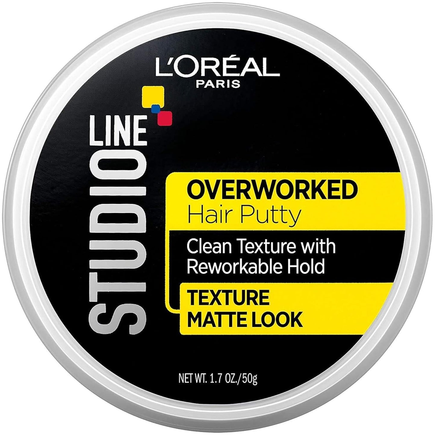 L'Oreal Paris Studio Line Overworked Hair Putty, 1.7 Ounce (Pack of 4)