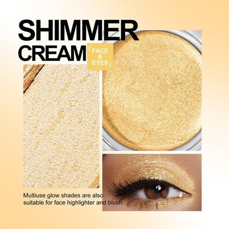 KYDA Gold Shimmer Cream Eyeshadow, Smooth Ice Cream-like Texture, Lasting High Pigmented Creamy Formula, Blendable Shimmer Finish, Face & Eyes Highlighter, Multiuse Shimmer Cream