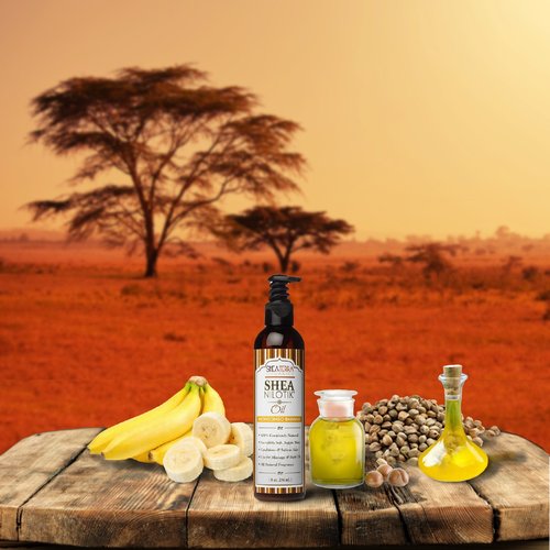 Shea Terra Organics Shea Nilotik’ Oil Scented With Mongongo Banana | Natural Daily Skin Moisturizer & Conditioner - 8 oz
