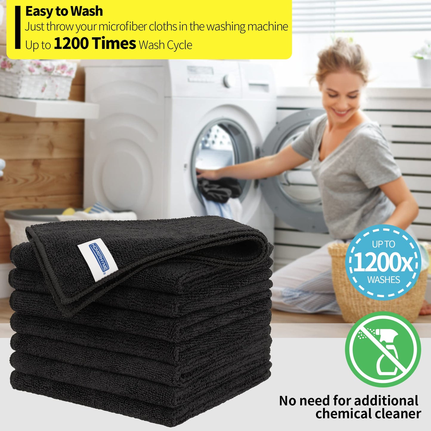 HOMERHYME Microfiber Cleaning Cloth, Premium 8 Pack Cleaning Towels, Lint-Free & Streak-Free Ultra Absorbent, 300GSM Reusable Microfiber Towel for Cars Shop Garage Home and Kitchen, 12.6" x 12.6"