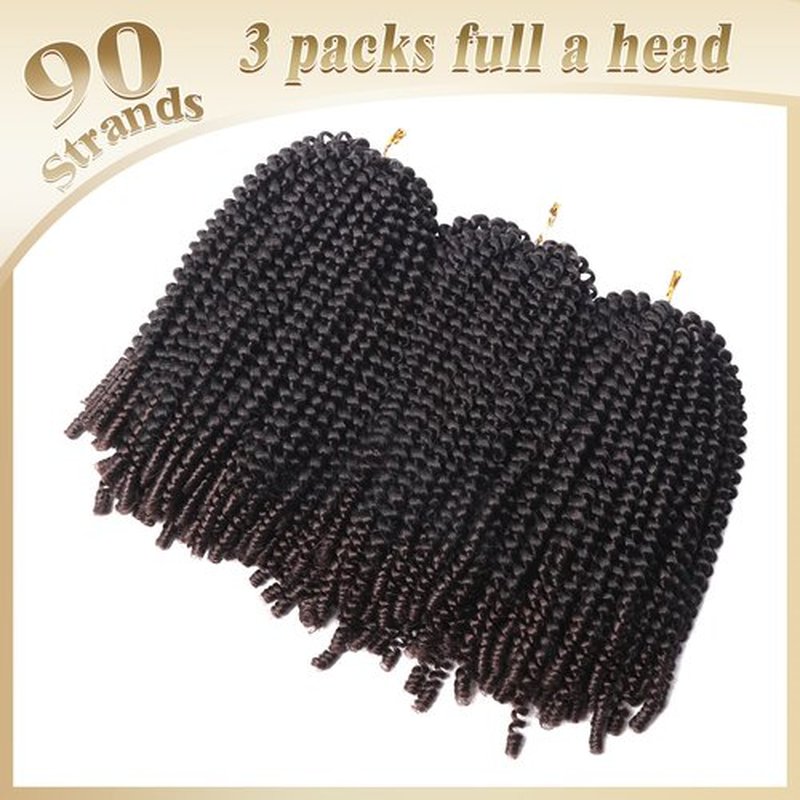 Beyond Beauty Spring Twist Crochet Hair 90strands 8 Inch Fluffy Spring Twists Braiding,Spring Twist Crochet Braids Bomb Twist Crochet Hair for Black Women(T1B 33)
