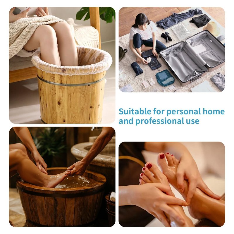 RAQEHO 25PCS Pedicure Liners Disposable - Plastic Footsie Footbath Foot Soak Bath Spa Pedicure Bowl Liners Disposable Covers Bags for Feet Basin Soaking Bucket Tub Productos Para Pedicura Spa Supplies