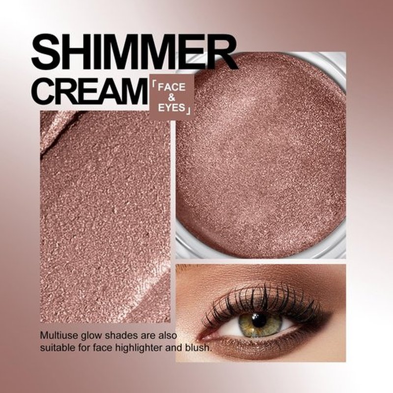 KYDA Brown Shimmer Cream Eyeshadow, Smooth Ice Cream-like Texture, Lasting High Pigmented Creamy Formula, Blendable Shimmer Finish, Face & Eyes Highlighter, Multiuse Shimmer Cream