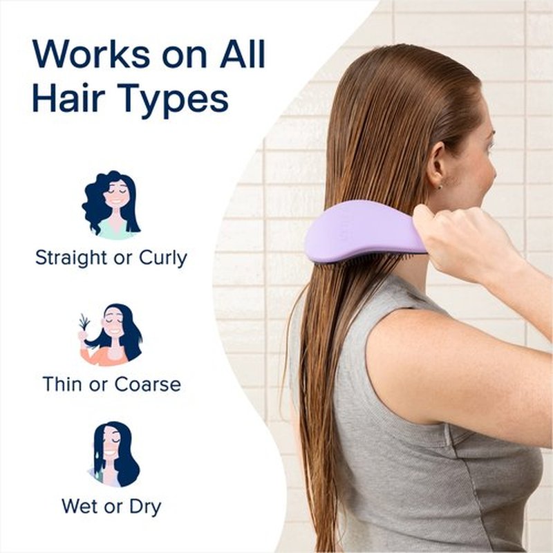 Crave Naturals Glide Thru Detangling Brush - Detangler Brush for Natural, Curly, Straight, Wet and Dry Hair for Adults and Kids - Hair Brush for Little Girls, Toddlers, Teens - 7.5 x 3 inches, Purple