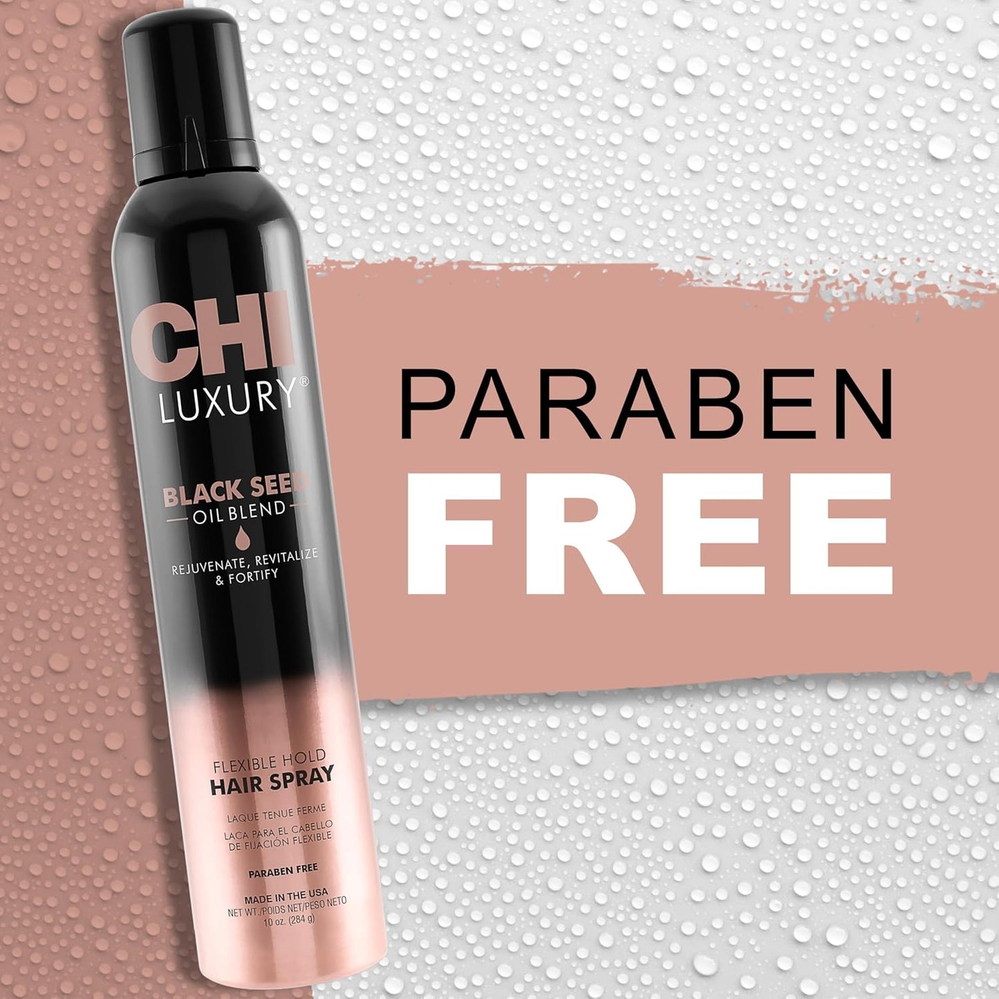 CHI Luxury Black Seed Oil Flexible Hold Hairspray, Adds Hair Texture & Volume, Natural Hold, Sulfate, Paraben & Gluten-Free, 10 Oz