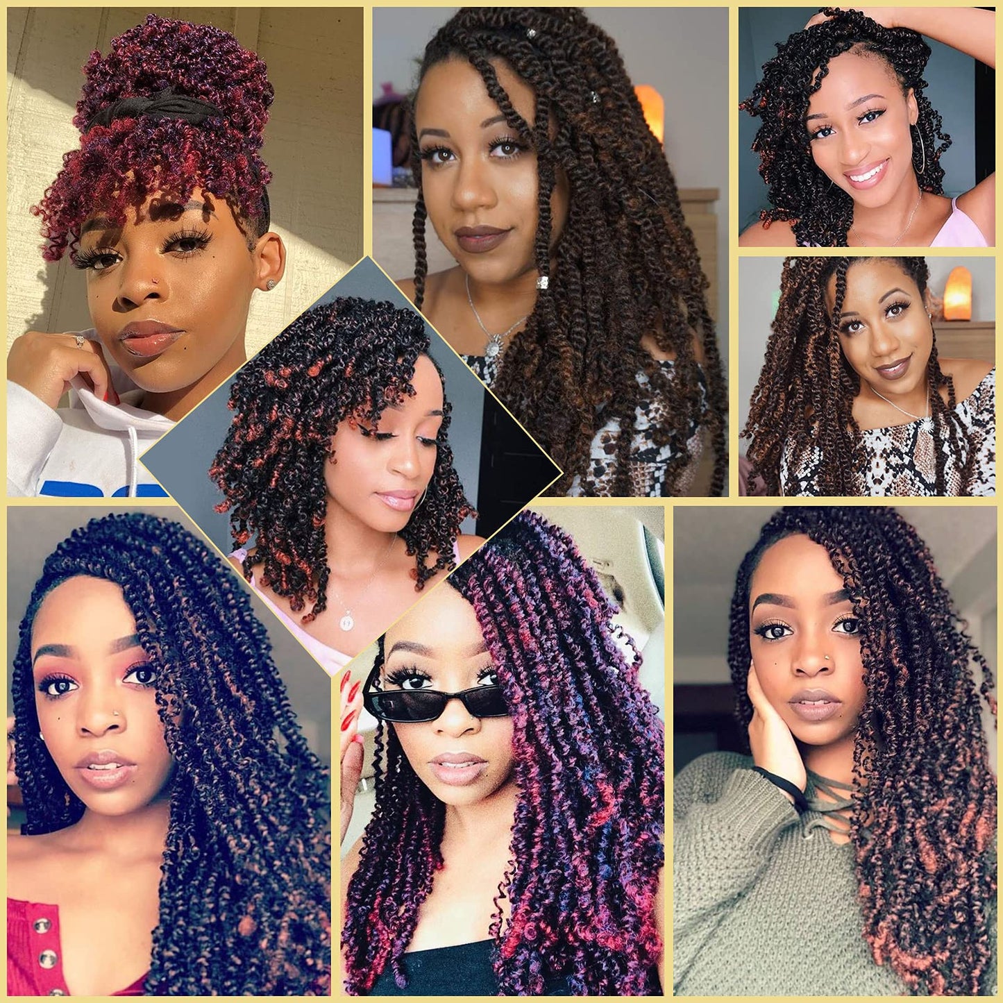 Beyond Beauty Spring Twist Crochet Hair 90strands 8 Inch Fluffy Spring Twists Braiding,Spring Twist Crochet Braids Bomb Twist Crochet Hair for Black Women(T1B BUG)