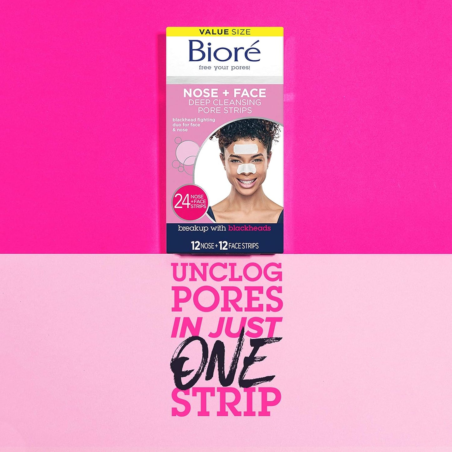 Bioré Nose+Face 24ct Pore Strips with Bioré Charcoal 18ct Nose Strips