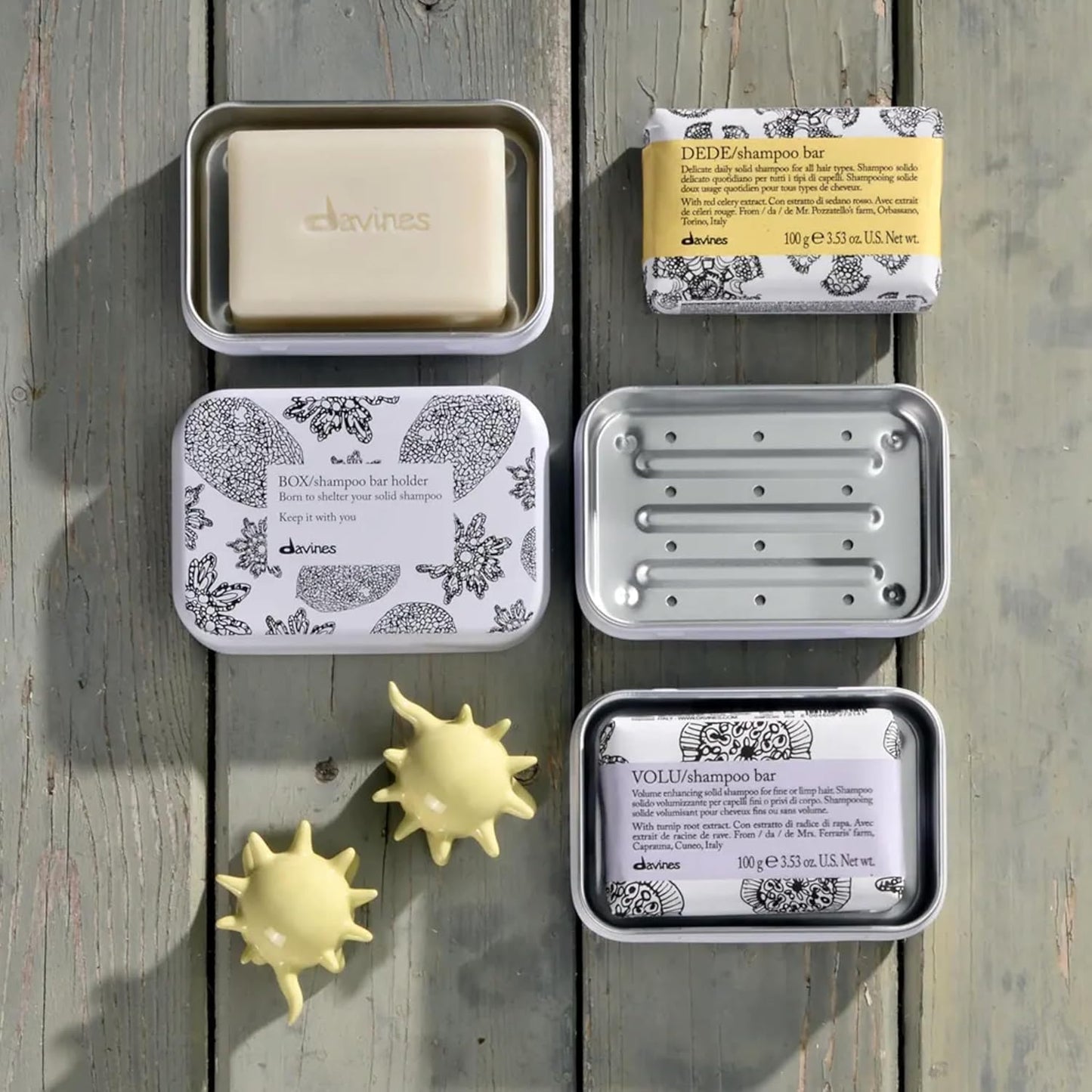 Davines Cleansing Bar, Solid Cleansing Shampoo Bar, Body Wash Bar, Packed in 100% FSC Paper Wrapper, Recyclable, and Aluminium Case Holder