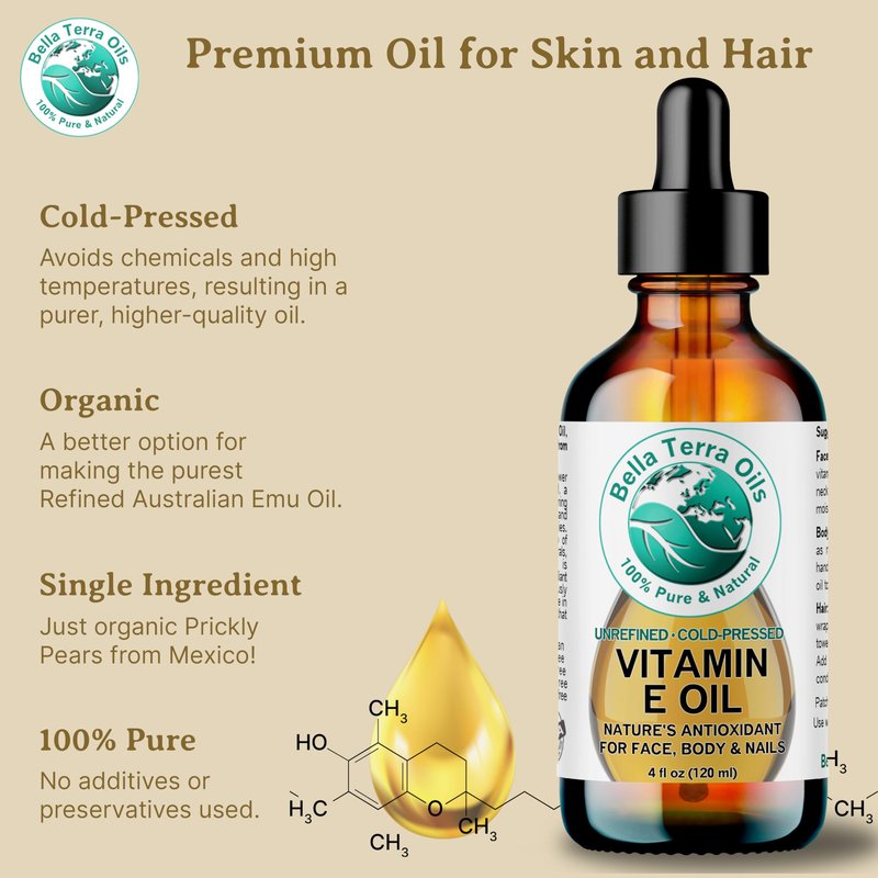 Bella Terra Oils - Natural Vitamin E Oil 16 oz - Premium D-Alpha Tocopherol Extract, Packed with Essential Nutrients & Fatty Acids, Elevate Your Skincare Ritual