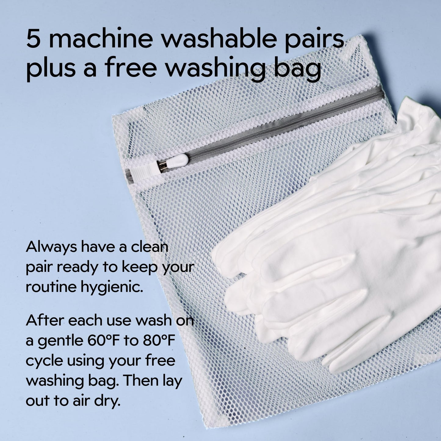 Clearbody Organics 100% Cotton Gloves for Dry Hands Sleeping, L, 5 Pairs
