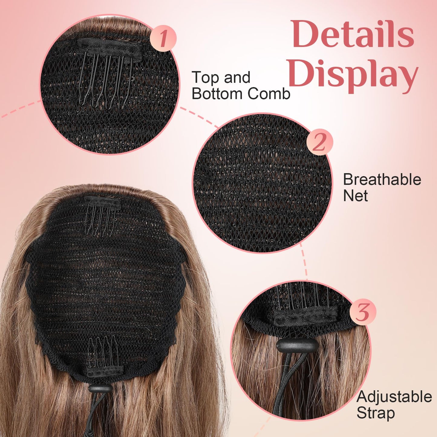 Ponytail Extension, Behufun Long Wavy Drawstring Ponytail 26" Clip in Hair Extensions Ponytail Fake Pony Tails Hair Extensions Natural Soft Heat Resistant Synthetic Hairpiece for Women Brown to Blonde