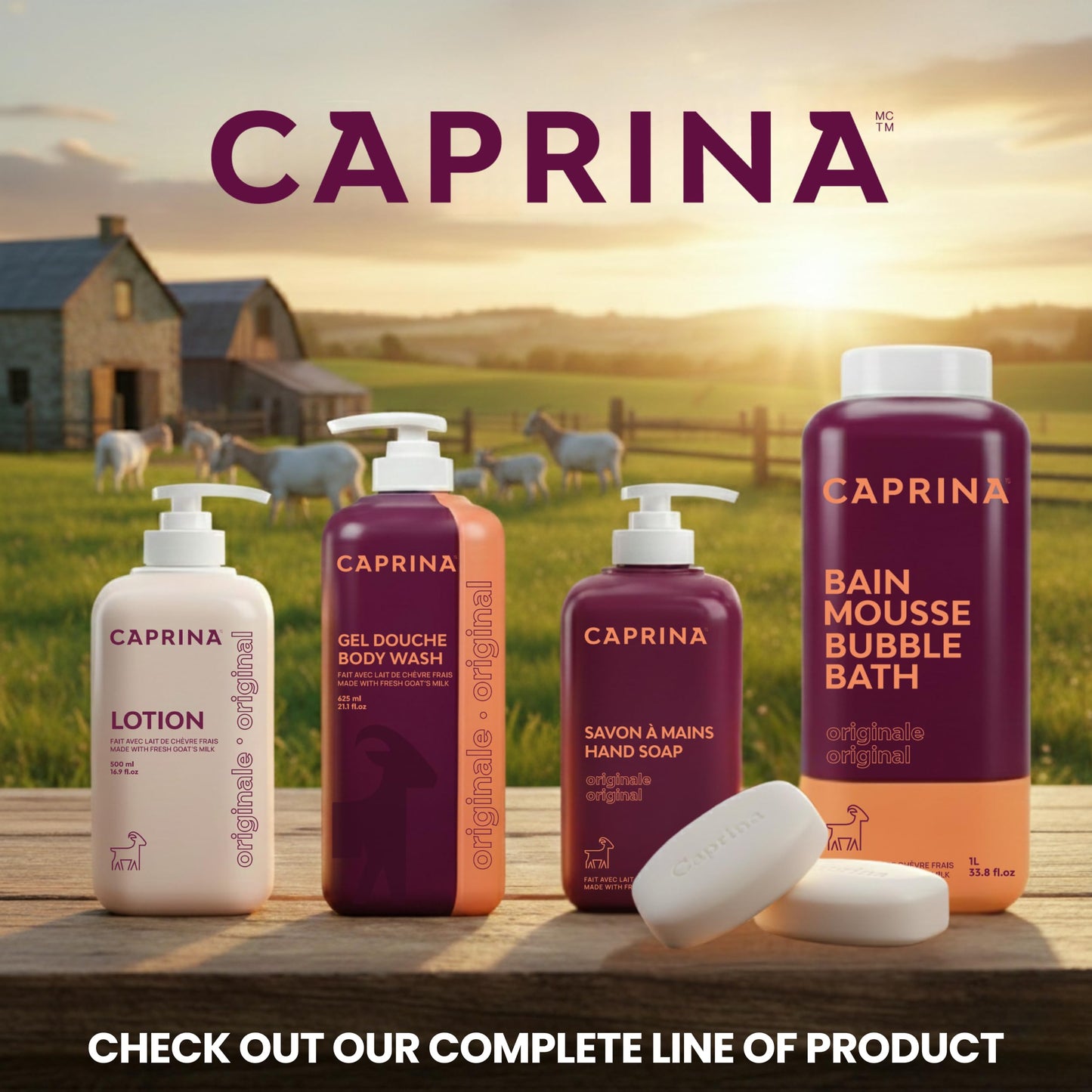 Caprina by Canus Goat Milk Soap Bar, ORIGINAL, 3.2 oz (90 g) Bars, 6-Pack, Moisturizing Daily Cleanser for Face, Hands & Body, Fresh Canadian Goat Milk
